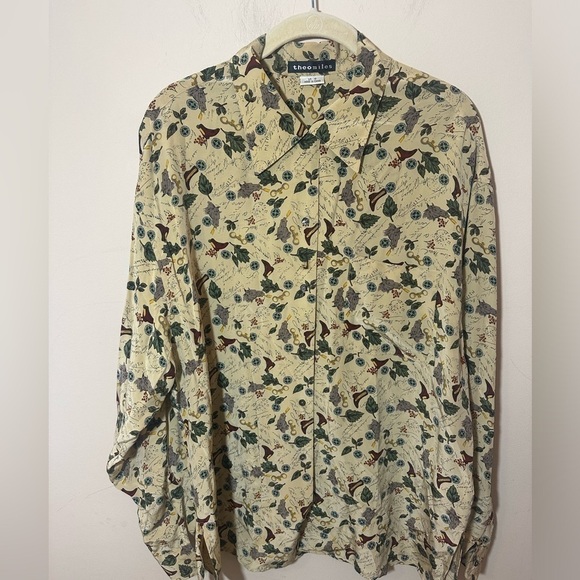 Vintage Silk Novelty Cowgirl Western Boot Button Down Shirt size 12 - Picture 7 of 8